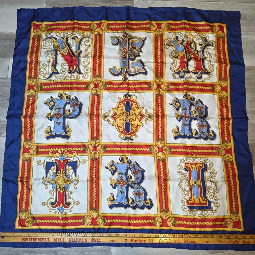 Rare Preservation Society Newport County Silk Scarf Navy Blue Red Nautical 33x33
